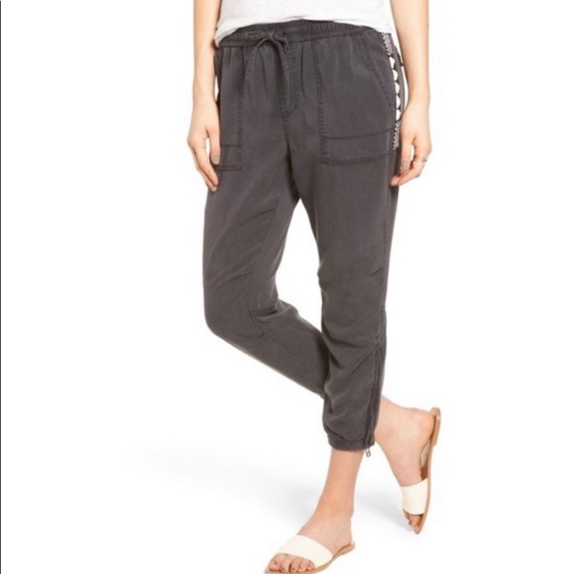 Pam & Gela Tencel Jogger Pants Beaded Trim N28
